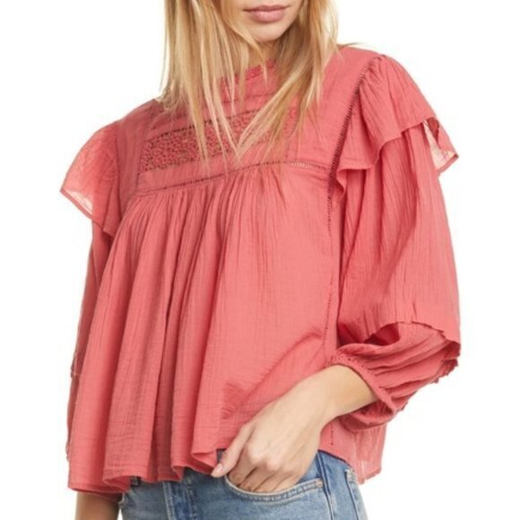 NEW Free People Laura Eyelet Lace Blouse XS - Picture 1 of 5
